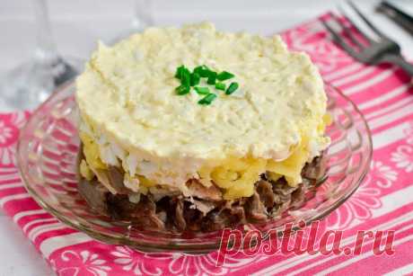 Слоеный салат с мясом и грибами - пошаговый рецепт с фото на Повар.ру