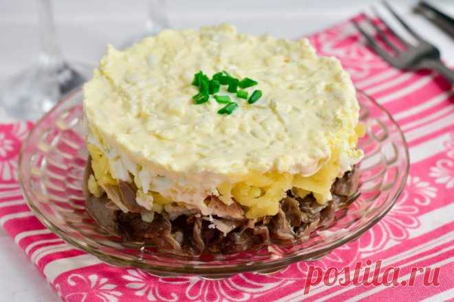 Слоеный салат с мясом и грибами - пошаговый рецепт с фото на Повар.ру