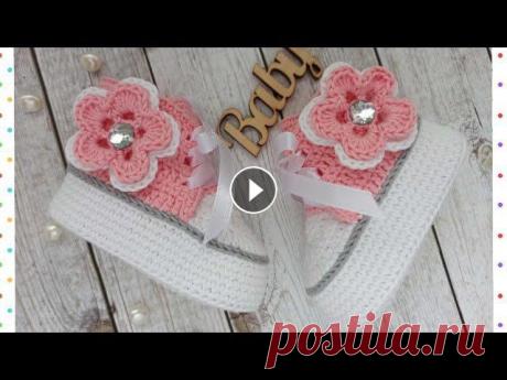 Пинетки вязаные крючком № 1,5Пряжа Alize bella в 50г-180мСсылка на МК цветка для кед: Ссылка на инстаграм: Ссылка на интернет-магазин:...