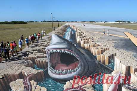 Рекорды Гиннесса. Самый большой объемный 3D рисунок в мире. Создание 3D рисунка на асфальте такого масштаба, который мог бы претендовать на звание самого большого рисунка на асфальте в мире по площади! Немного забегая наперед хочется сказать, что с поставленной задачей художники успешно справились. Итоговые размеры рисунка – 150 метров в длину, и около 15 метров в ширину, что в общей площади – более 2000 метров.