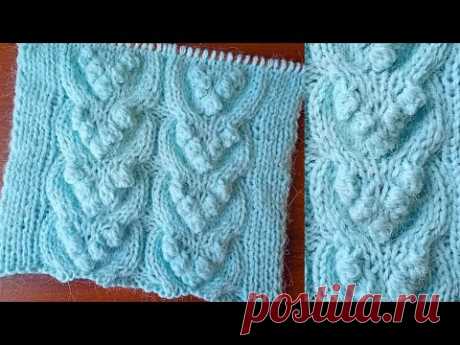 Узор "Коса с виноградными гроздьями" + схема. Knitting pattern "Braid with bunches of grapes".
