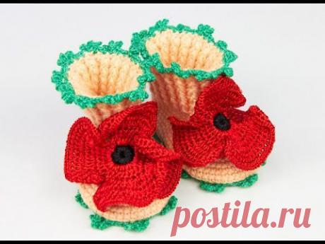 Пинетки Маки крючком - полный курс вязания - Maki crochet booties - full knitting