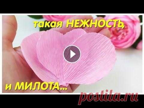 Делать ИХ ОДНО УДОВОЛЬСТВИЕ  Эту МИЛОТУ и НЕЖНОСТЬ я сделала из ГОФРИРОВАННОЙ БУМАГИ. ПОСМОТРИТЕ как ЛЕГКО и ПРОСТО. МИЛЫЙ цветок с конфетой внутри, для БУКЕТА из КОНФЕТ. Просто, ...