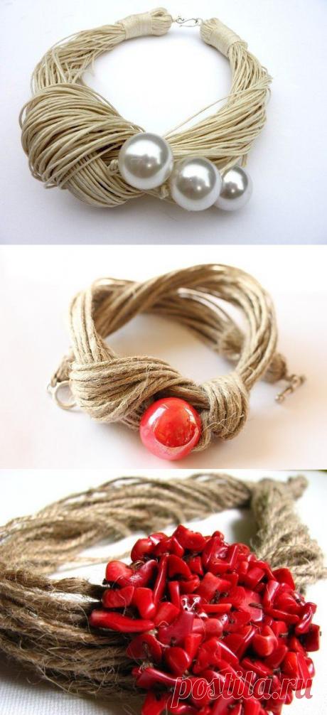 Идеи колье из веревок и бусин / Необычные поделки