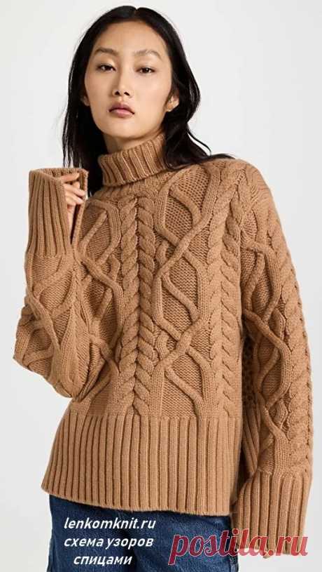Фантазийный аран спицами. Схема узора - Вязание спицами LenkomKnit Фантазийный аран спицами. Краткое описание моделей и схема вязания узора для свитера и безрукавки от бренда Aknvas.