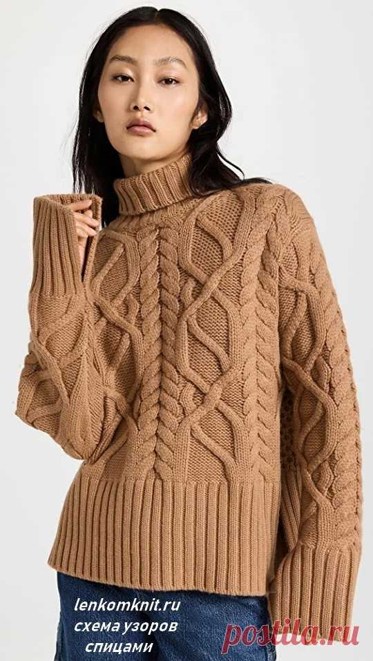 Фантазийный аран спицами. Схема узора - Вязание спицами LenkomKnit Фантазийный аран спицами. Краткое описание моделей и схема вязания узора для свитера и безрукавки от бренда Aknvas.