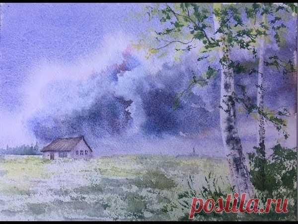 Грозовое небо. Акварель + гуашь. 
#живопись #рисунок #рисование #картина #рисовать #акварель #масло #творчество #художники #masaa