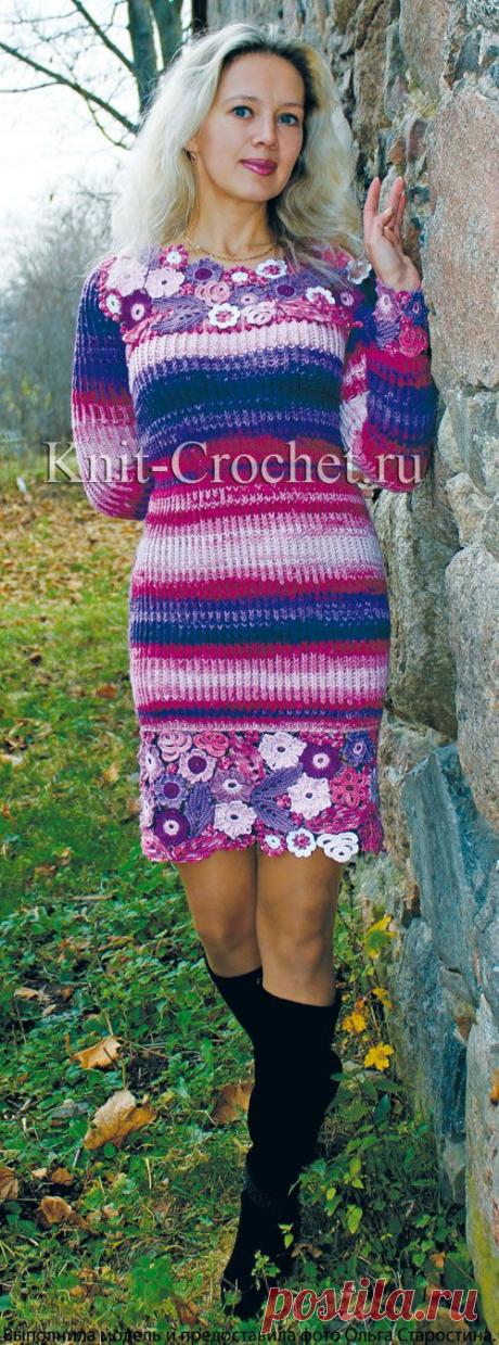 Платье с цветочной каймой и кокеткой крючком. - Арт-модели крючком - Вязание крючком - Каталог статей - Вязание спицами и крючком