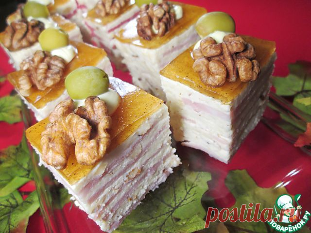 Закусочный торт "Слоеный сыр" - супер вкусно и очень нарядно!