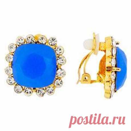 Клипсы под золото Crystal Shik
Бренды Бижутерия 	Crystal Shik, River Island 
Материал: металл под золото, акрил, кристаллы Swarovski. Размер клипс: 2 x 2 см. Изделие гипоаллергенно.