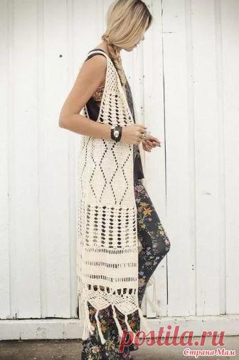 Помогите найти разбор модели (длинный жилет крючком) Всем доброго вечера (или утра, дня  Давно присмотрела себе этот жилет, сейчас решилась вязать.