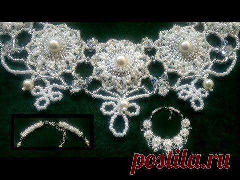 Нежное кружевное ожерелье из бисера