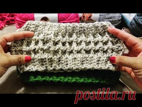 Diadema Punto Waffle a Crochet (ganchillo)