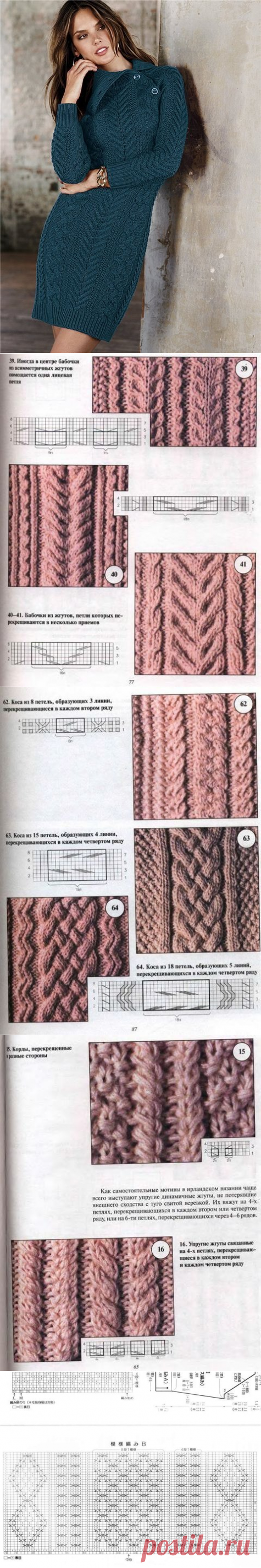 Платье арановым узором вязаное спицами. Как вязать теплое платье спицами |