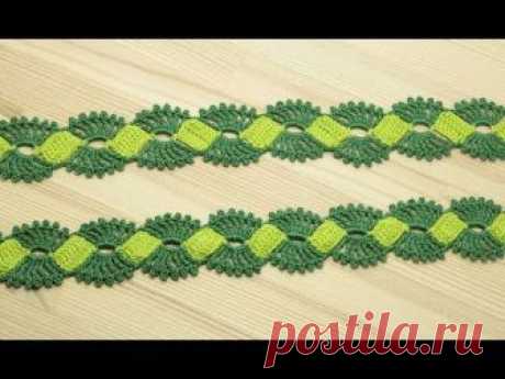 Вязание крючком ленточного кружева Crochet Lace Braid Ribbon Tape Tutorial