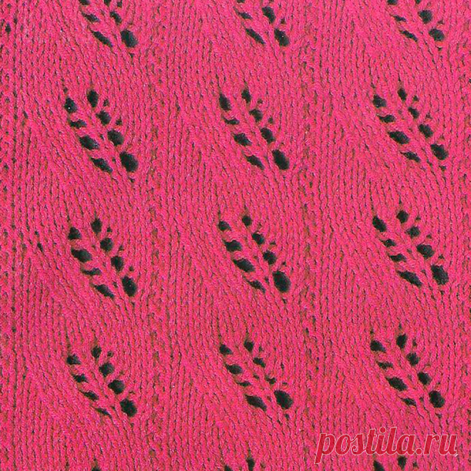 Узор № 190 - ажурные листья. Схему вязания и условные обозначения вы сможете увидеть на сайте.