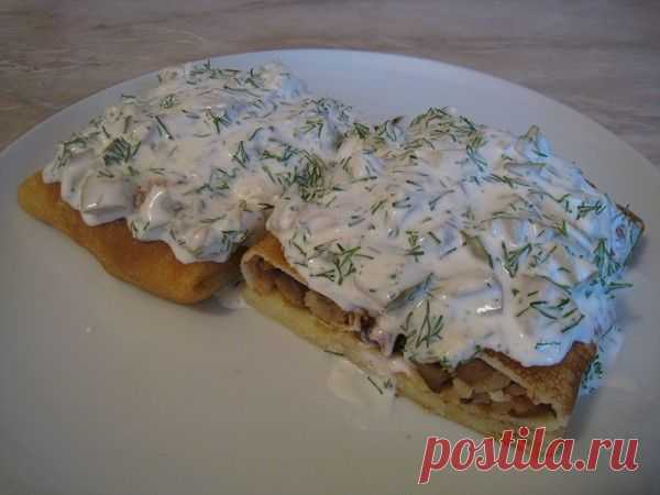Блины с куриным филе, грибами и сыром - рецепт с  - как приготовить - ингредиенты, состав, время приготовления - Леди Mail.Ru