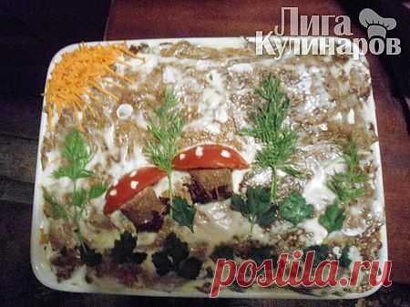 Закусочный торт из куриной печени — рецепт пошаговый от Лиги Кулинаров