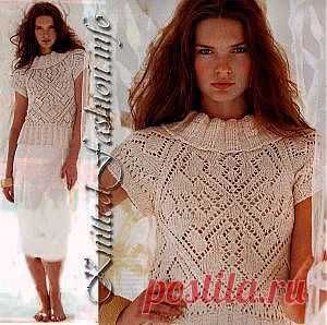 Топ с ажурными мотивами - KnittedFashion.info - Модное Вязание