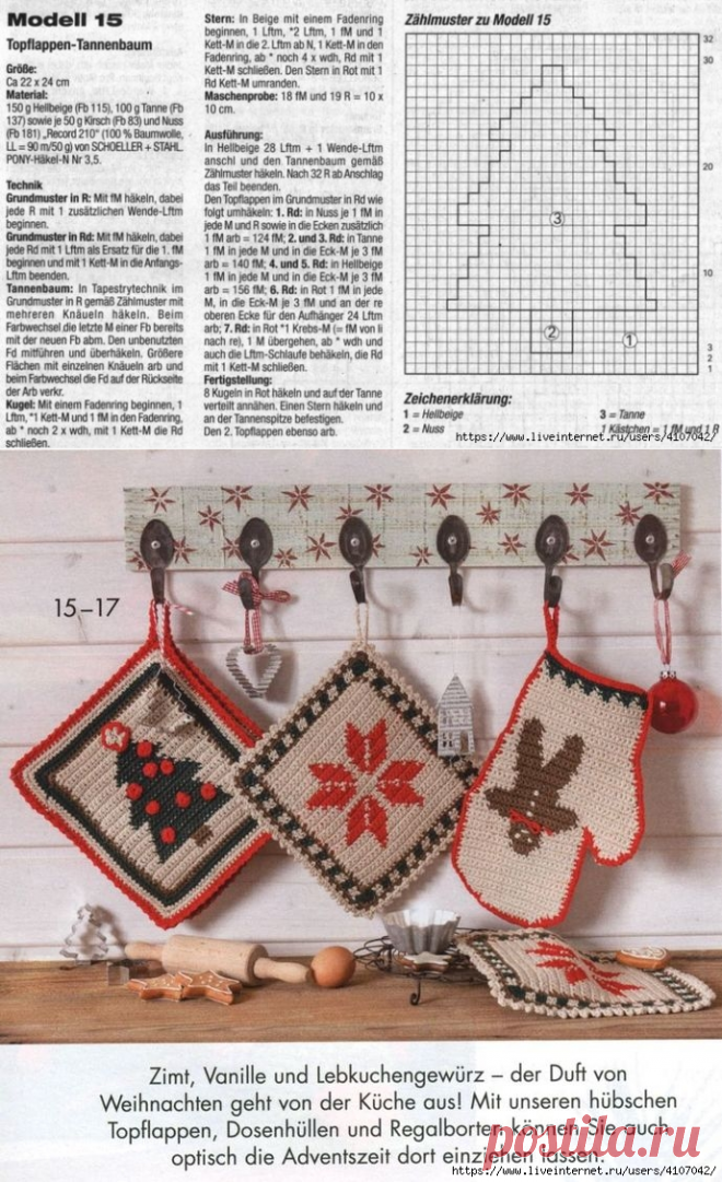 НОВОГОДНИЕ ЖАККАРДОВЫЕ ПРИХВАТКИ. КРЮЧОК