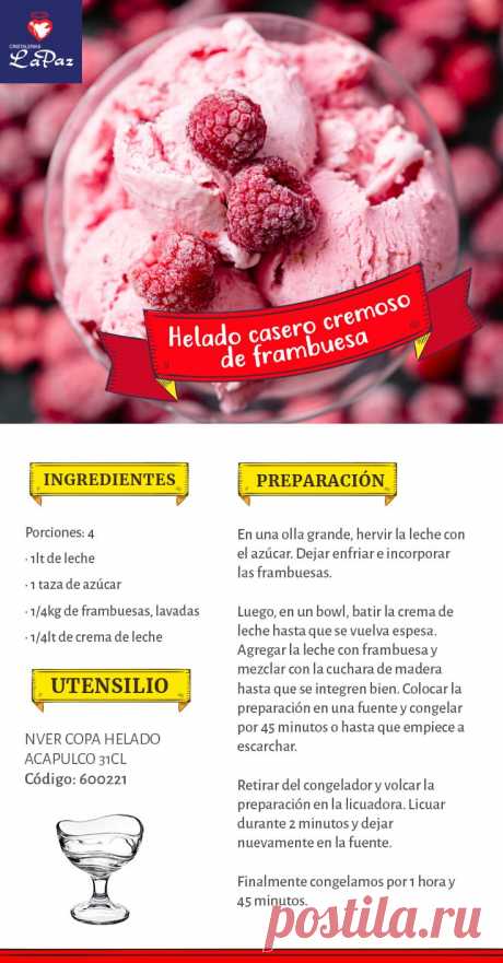 the menu for an ice cream shop with raspberries on top and below it