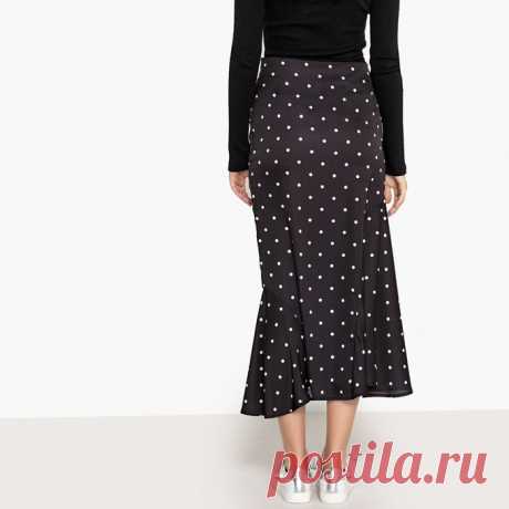 Юбка длинная в горошек в горошек черный/белый La Redoute Collections | La Redoute