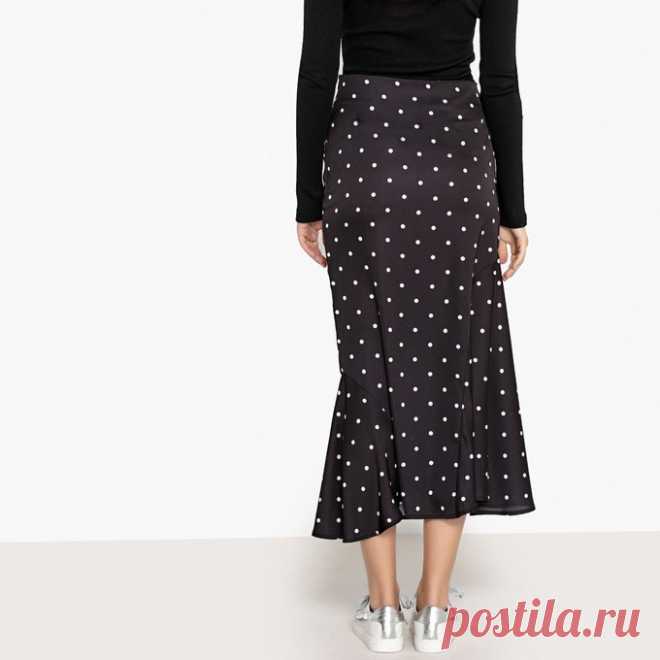 Юбка длинная в горошек в горошек черный/белый La Redoute Collections | La Redoute