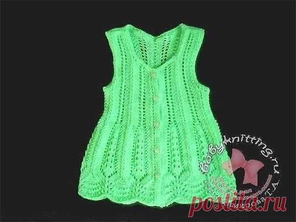 Ажурный детский сарафан (Вязание спицами) //pagead2.googlesyndication.com/pagead/js/adsbygoogle.js (adsbygoogle = window.adsbygoogle || []).push({}); Сарафан связан из пряжи BABY (100 гр\400 м). — 1 моток. Спицы №3, крючок №2 Набираем 172 …
