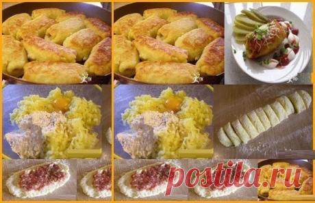 Картофельные рулетики с начинкой из мясного фарша
