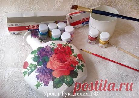 Декор бутылки в стиле шебби шик/ Уроки Рукоделия Анна Драновская.