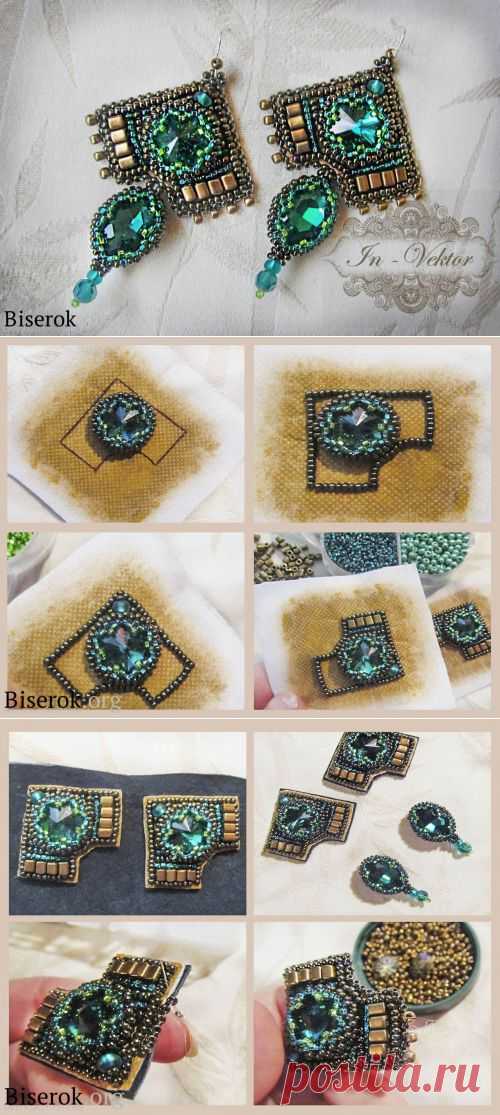 Изумрудные серьги / Серьги / Biserok.org