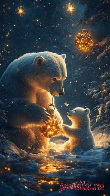 Polar Bear Christmas Mobile Wallpaper: 4K 8K Festive Winter Scene - Png Aura