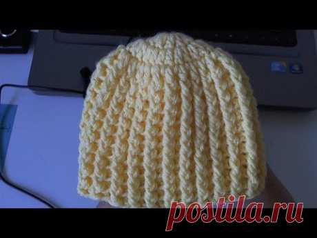 Learn to crochet Easy Ribbed Beanie/Cap Style 1  (Tambien en Español)