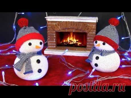 Снеговик из носка без шитья! Новогодний декор! - YouTube