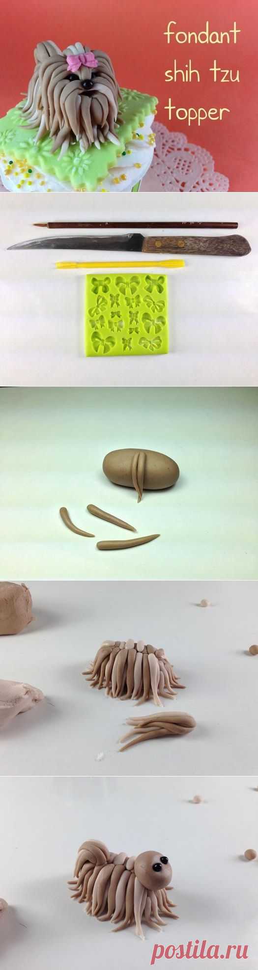 УКРАШАЕМ ТОРТ, СОБАЧКА ИЗ САХАРНОЙ МАСТИКИ.