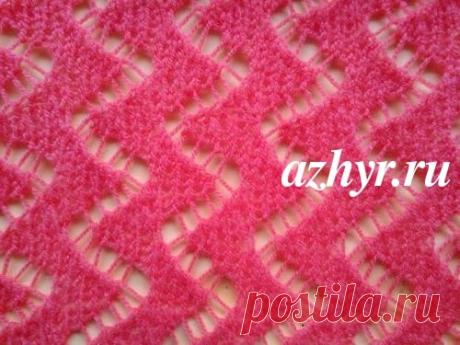 Узор спицами зигзаг вертикальный | АЖУР - схемы узоров