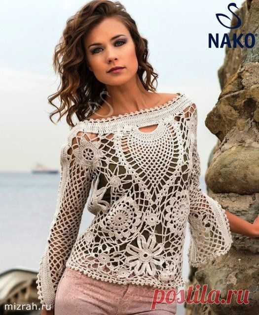 Ажурная кофточка крючком