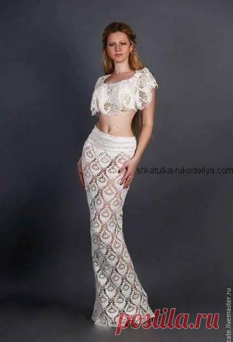 Юбка крючком Юбка крючком. Летняя длинная юбка красивым узором