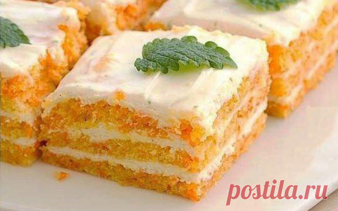 Пирожное с морковью и творожным кремом