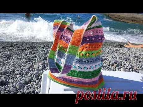 2 часть. Как связать сумку. Пляжная сумка крючком.