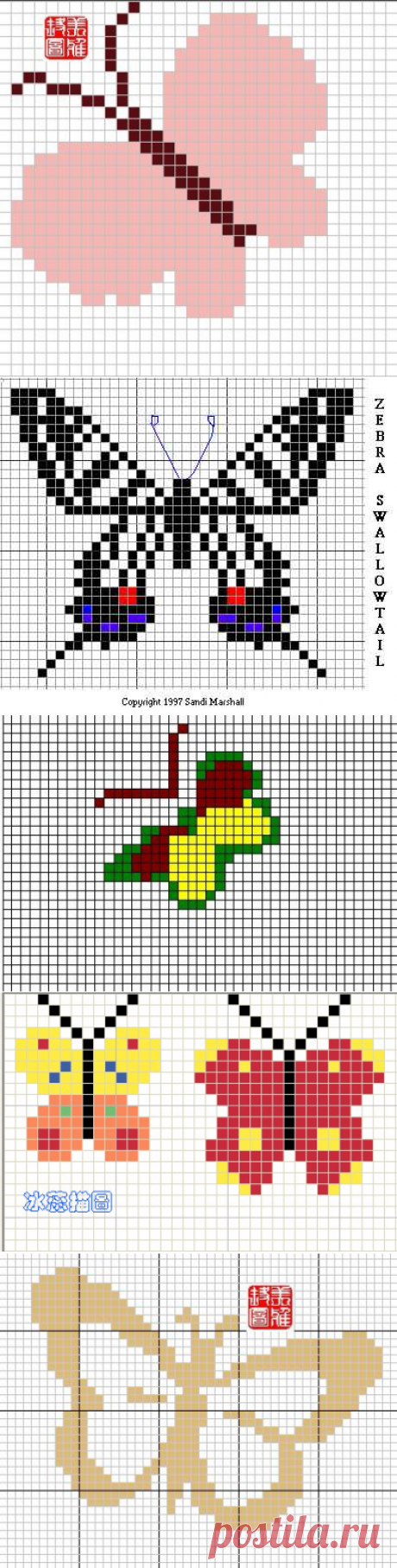 Вышивка бабочки, божьи коровки