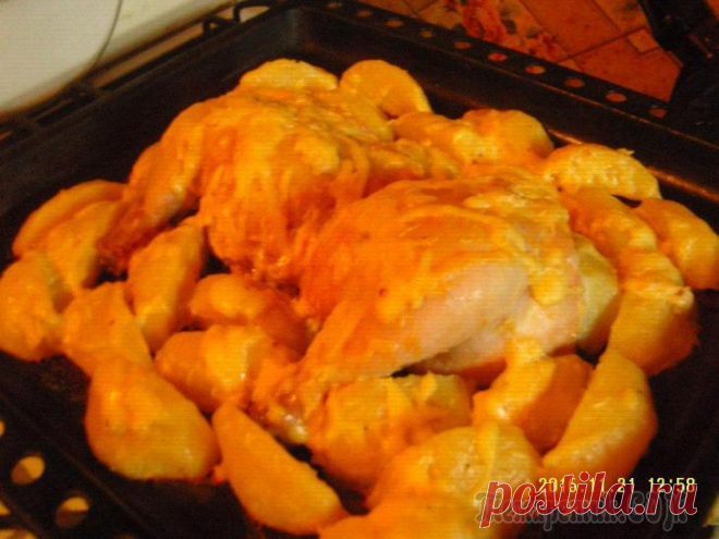 Курица в апельсиновая чесночной заливке
