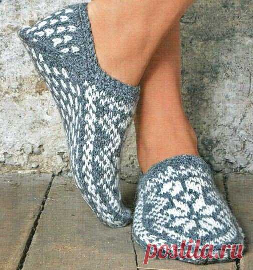 Тапочки спицами с Норвежскими узорами » Ниткой - вязаные вещи для вашего дома, вязание крючком, вязание спицами, схемы вязания