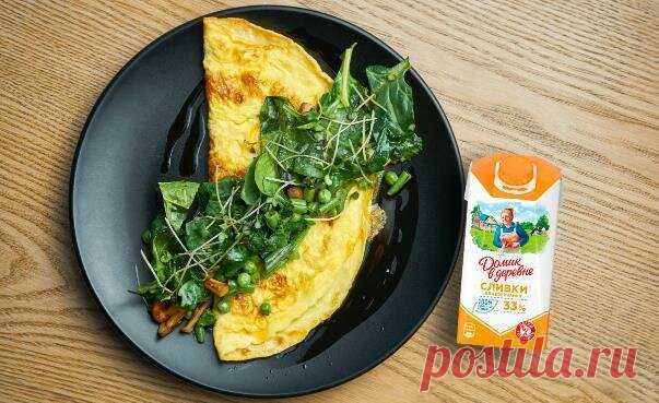 Уникальный рецепт необычного омлета от шеф-повара Константина Ивлева | Готовим #ДомаВкусно с продуктами «Домик в деревне» | Яндекс Дзен