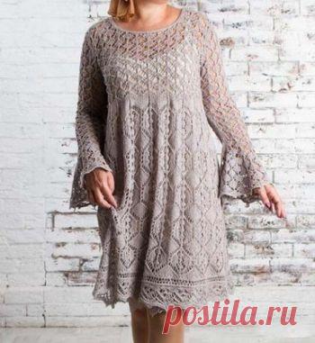 Платье туника спицами Noctua Tetra,  Вязание для женщин Автор работы Лена Родина. Рекомендуемая пряжа: BUTTERFLY от Rosarios 4 (100% шелк; 150 м / 50) (на замену можно использовать пряжу SETA TWEED от Lang