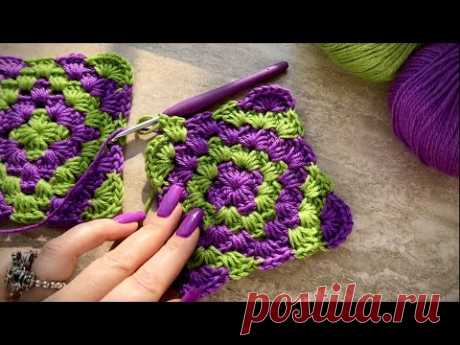 Так вы еще не вязали! 🕊 Алмазный 💎💎💎 квадрат вяжем без отрыва нити! CROCHET GRANNY SQUARE