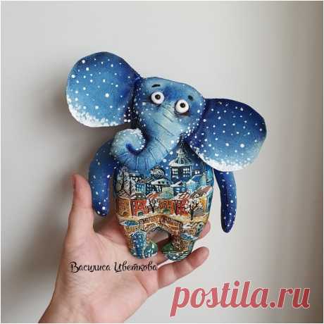 Синий слон. Слоник #слон #слоник #синийслон #слоняшки #текстильнаягрушка #грунтованныйтекстиль #ручнаяработа #хендмейд