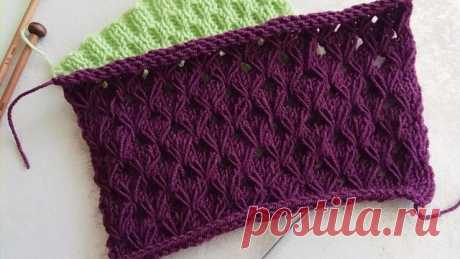 Красивый узор спицами с вытянутыми петлями — схема и видео! .
