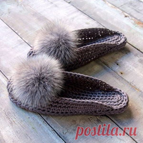 Вяжем милые домашние тапочки: схема 🧶