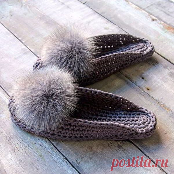 Вяжем милые домашние тапочки: схема 🧶